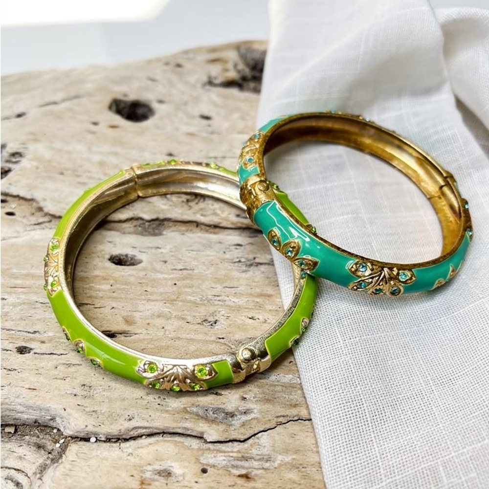 Elegant Green and Turquoise Bangle Set